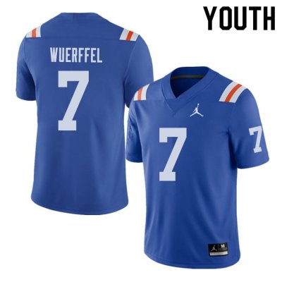 Youth Florida Gators #7 Danny Wuerffel NCAA Jordan Brand Royal Throwback Alternate Authentic Stitched College Football Jersey NDG0462NB